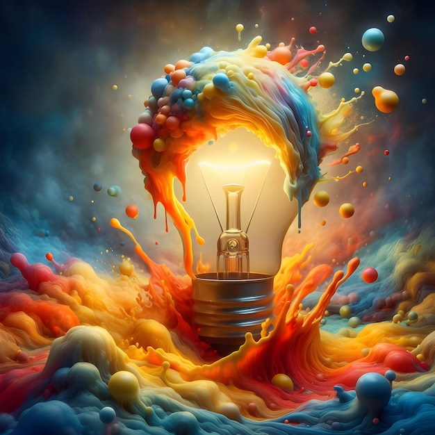 Verlichtende creativiteit Vibrant gloeilampconcept voor innovatie Microstock Image