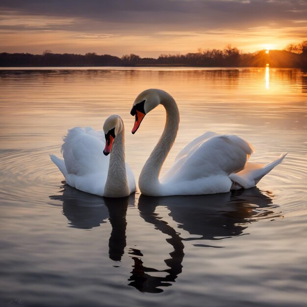 Verliefde zwanen Een oprechte dans van genegenheid en elegantie in de natuur