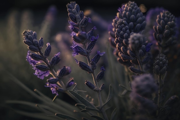 Verlies een schot van lavendelbloemen die door AI zijn gegenereerd