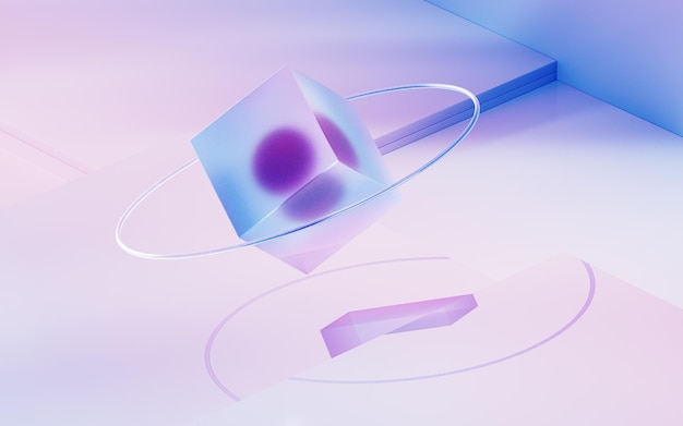 Verloopglazen en kubussen 3D-rendering