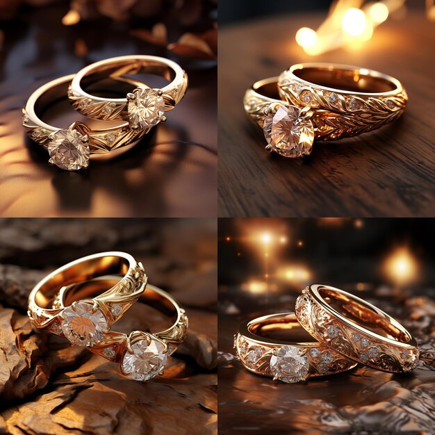 Verlovingsringen voor bruid en bruidegom gouden ring met diamant