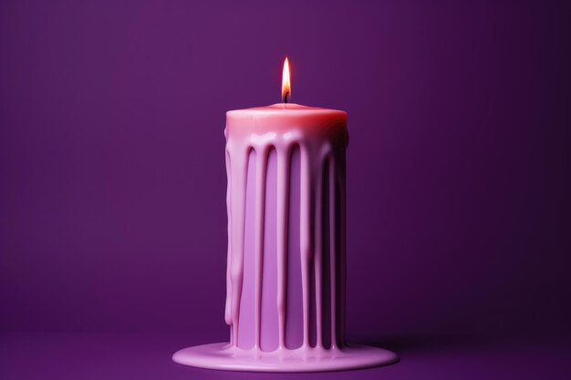 Vermilion and lavender dripping candle minimalism in a negative artistic space