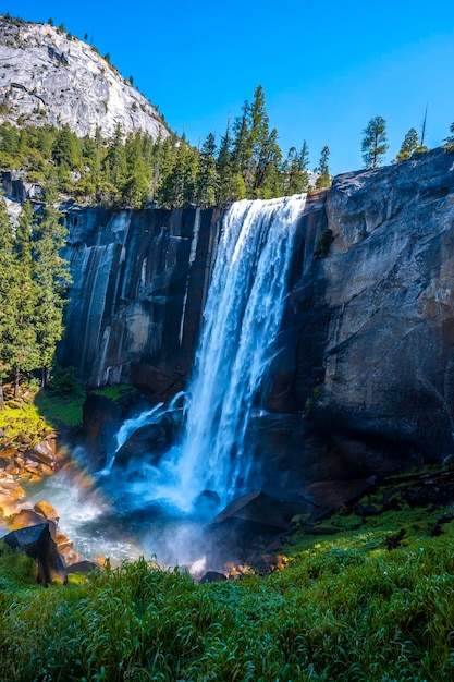 The Vernal Falls waterfall in Yosemite National Park vertical photo California