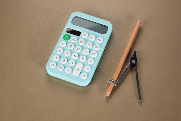 Vernier caliper and calculator on the desktop