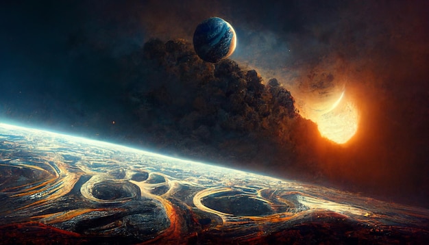 Vernietiging van planeten concept kunst illustratie achtergrondafbeelding