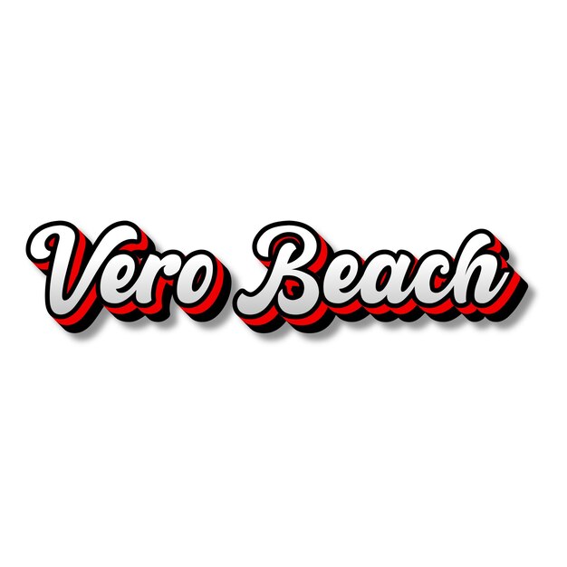 Photo verobeach text 3d silver red black white background photo jpg