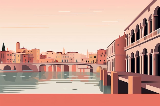 Foto verona highlights romeins amfitheater juliet's balkon en de rivier de adige in minimalistische kunst