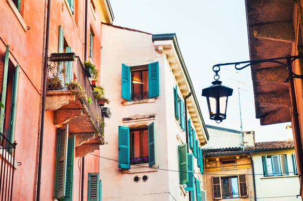 Verona, Italy. Beautiful cozy street with ancient buildings