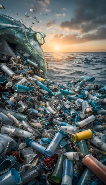 Foto verontreiniging door afval van plastic flessen