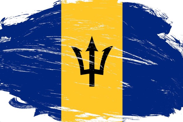 Verontruste beroerte penseel geschilderd vlag van Barbados op witte achtergrond