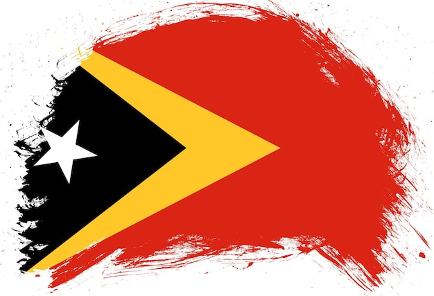 Verontruste beroerte penseel geschilderd vlag van Oost-timor op witte achtergrond