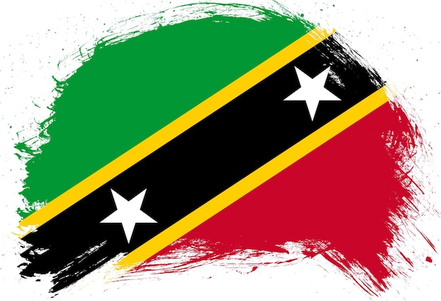 Verontruste beroerte penseel geschilderd vlag van sint kitts en nevis op witte achtergrond