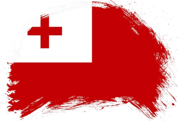 Verontruste beroerte penseel geschilderd vlag van tonga op witte achtergrond