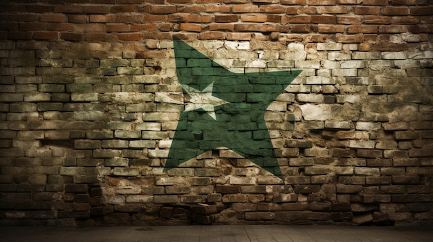 Verontruste Grunge-textuur Vlag van pakistan op een bakstenen muur
