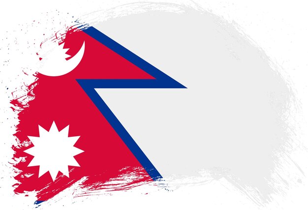 Verontruste slagpenseel geschilderde vlag van nepal op witte achtergrond