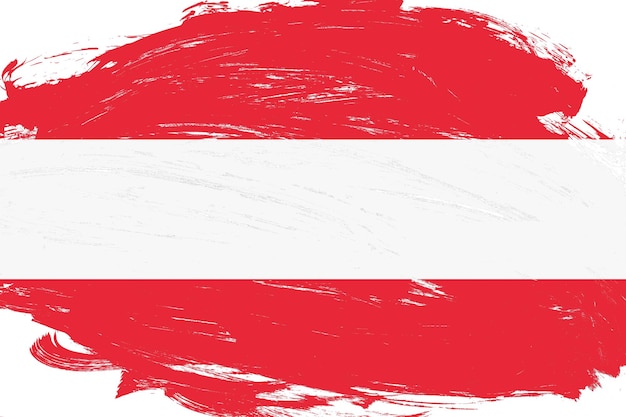 Verontruste streekborstel geschilderde vlag van Oostenrijk op witte achtergrond