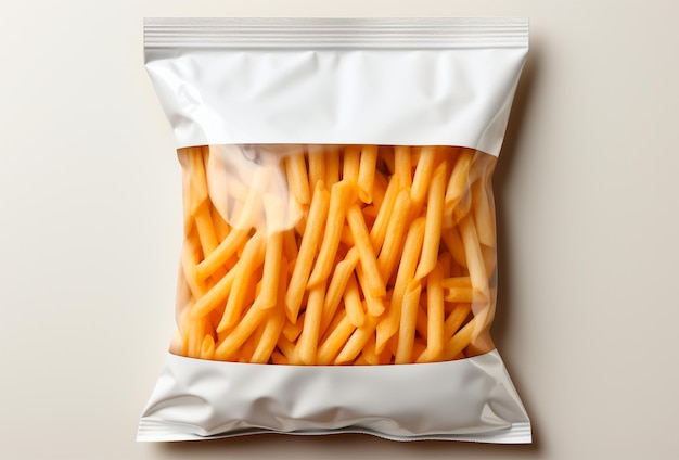 Verpakking van bevroren friet van half afgewerkte fastfood zipverpakking AI gegenereerde afbeelding