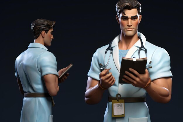 Foto verpleegster mannelijke tablet generate ai