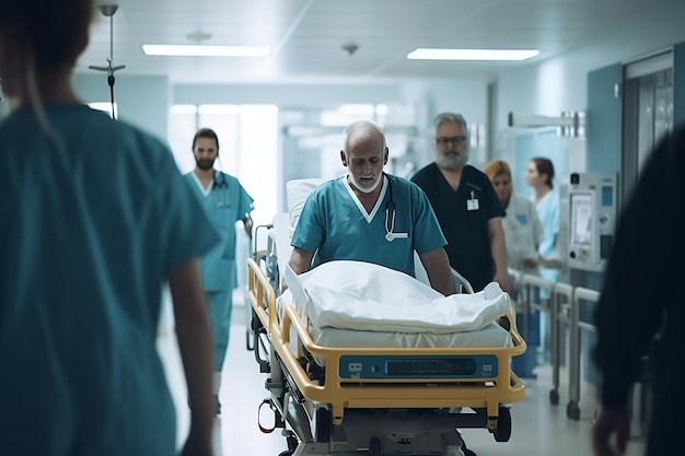 Verpleger duwen ziekenhuis brancard Generatieve AI