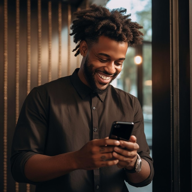 verrassing man en hij opent zijn mond en kijk naar de telefoon geïsoleerd