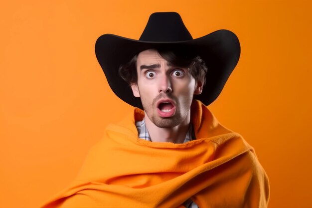 Verrast cowboy halloween-feest Jurk persoon Genereer Ai