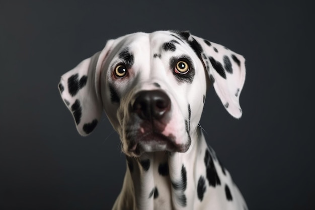 Verrast Dalmatisch hondenstudioportret met expressieve ogen Generatieve AI