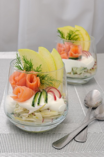 Verrin met gerookte zalm