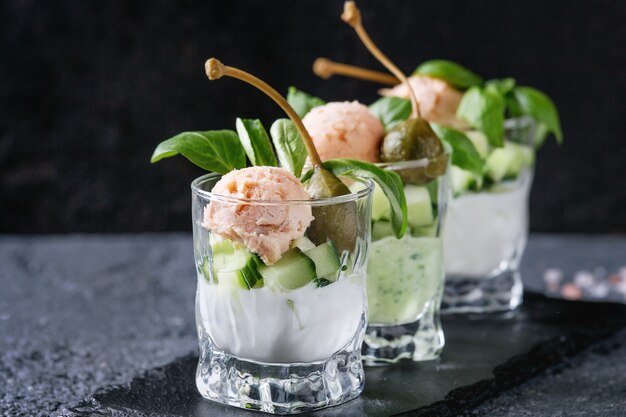 Verrines with salmon pate