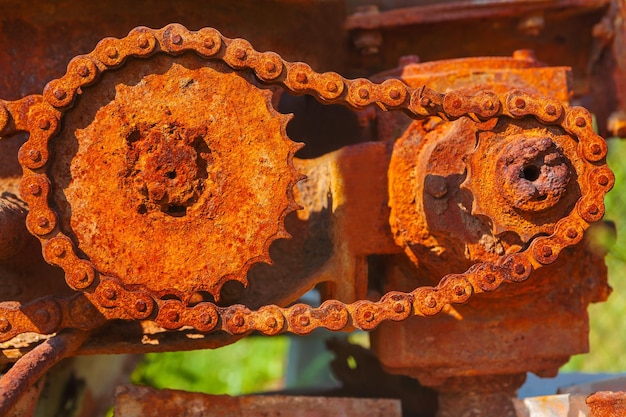 Verroeste metalen tandwielen mechanisme