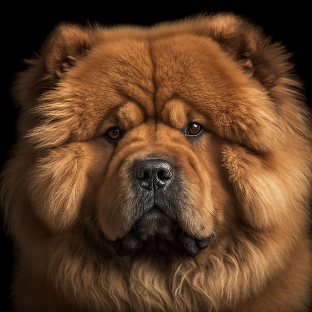 Verrukkelijk chow chow dog studioportret op zwarte geïsoleerde achtergrond