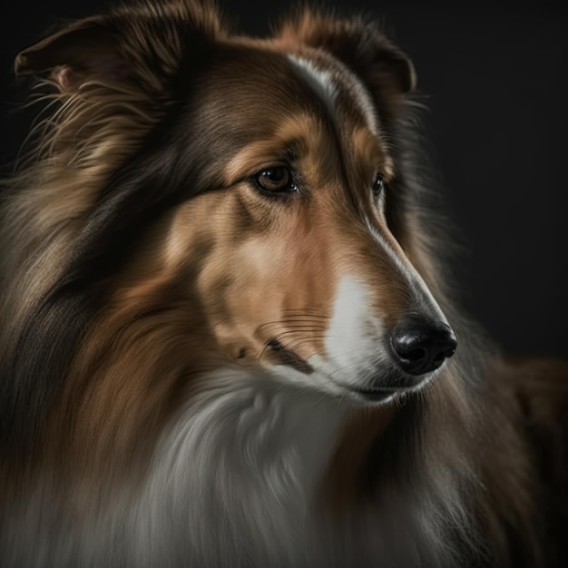 Verrukkelijk close-up studioportret van ruwe collie op geïsoleerde achtergrond