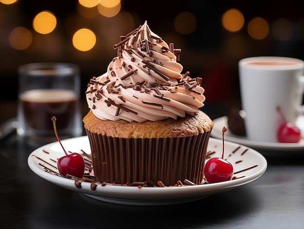 Verrukkelijk genot Ultrarealistische close-up van een heerlijke cupcake