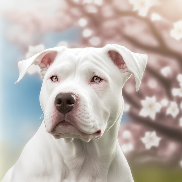 Verrukkelijk realistisch dogo argentino-portret op natuurlijke buitenachtergrond