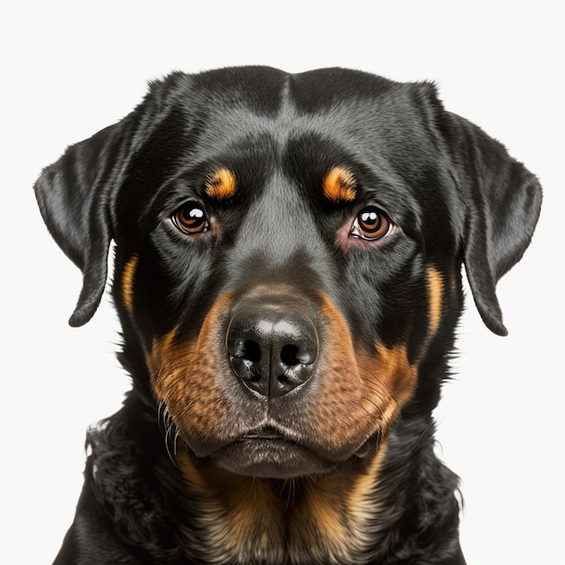 Verrukkelijk schattig rottweiler hondenportret op witte geïsoleerde achtergrond