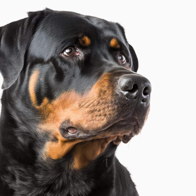 Verrukkelijk schattig rottweiler hondenportret op witte geïsoleerde achtergrond