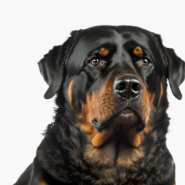 Verrukkelijk schattig rottweiler hondenportret op witte geïsoleerde achtergrond