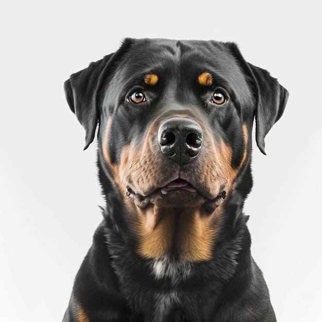 Verrukkelijk schattig rottweiler hondenportret op witte geïsoleerde achtergrond