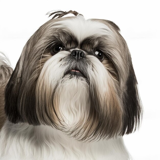 Verrukkelijk schattig shih tzu hond portret op witte geïsoleerde achtergrond