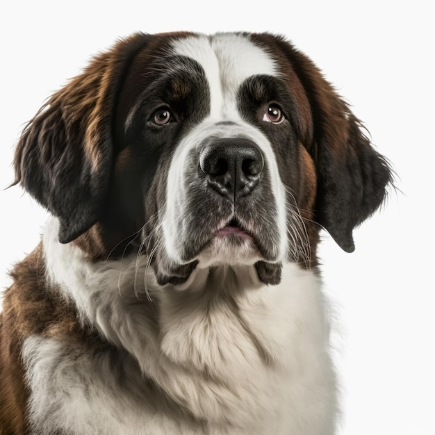 Verrukkelijk schattig stbernard hondenportret op witte geïsoleerde achtergrond