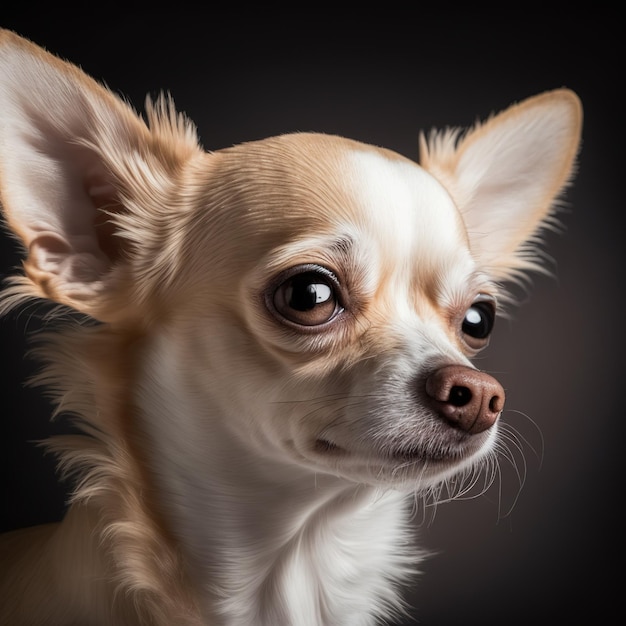 Verrukkelijk studioportret van chihuahuahond op geïsoleerde zwarte achtergrond