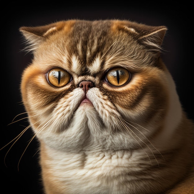 Verrukkelijk studioportret van exotische korthaar kat op geïsoleerde achtergrond