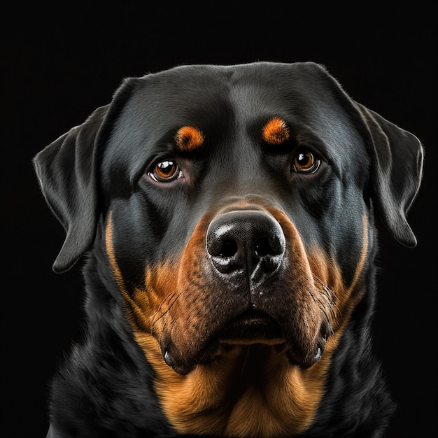 Verrukkelijk studioportret van rottweilerhond op geïsoleerde achtergrond