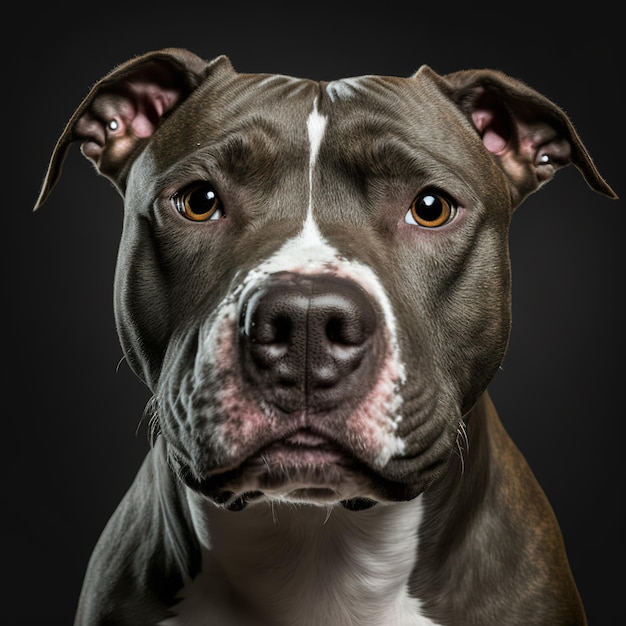 Verrukkelijke American Stafford Terrier studio portret op zwarte geïsoleerde achtergrond