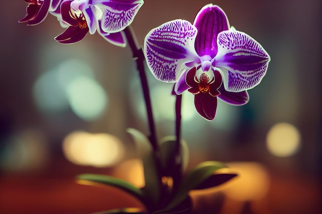 Verrukkelijke bloesem orchideeën bloeien digitale afbeelding achtergrond