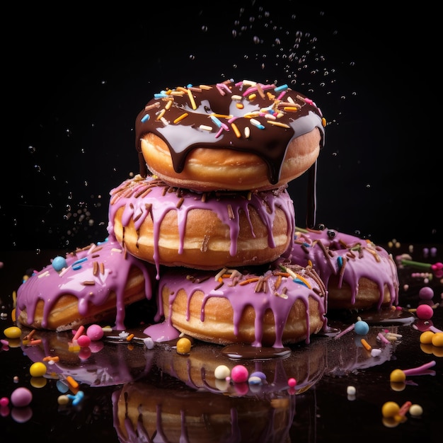 Verrukkelijke donutdelicatessen Verleidelijke voedselfotografiecollectie