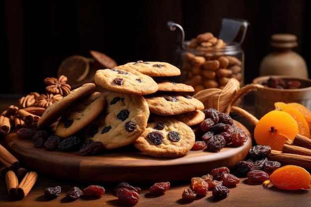 Verrukkelijke koekjes gedroogd fruit Bakkerij graanvoer Genereer Ai