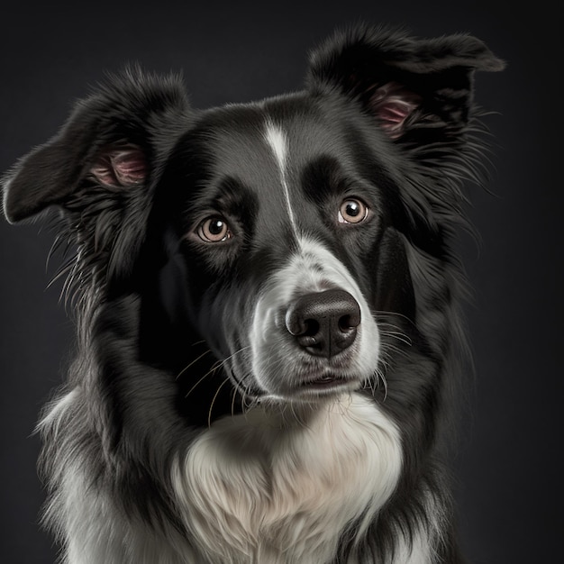 Verrukkelijke realistische border collie in studioportret met geïsoleerde achtergrond