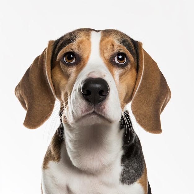 Verrukkelijke realistische portret beagle hond op witte geïsoleerde achtergrond