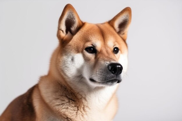 Verrukkelijke schattige shiba inu hond portret op witte geïsoleerde achtergrond