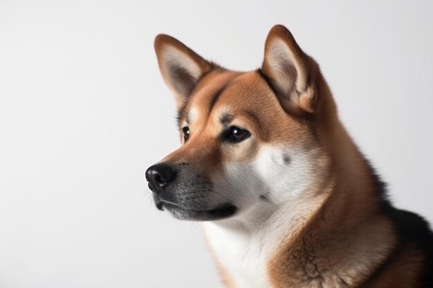 Verrukkelijke schattige shiba inu hond portret op witte geïsoleerde achtergrond